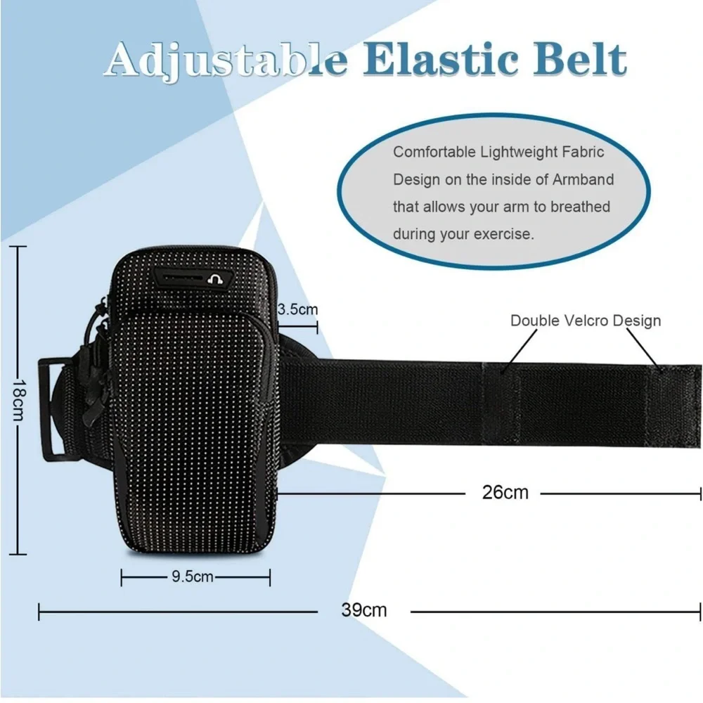 NEW! Armband for Cell Phone Neoprene Pocket Adjustable Breathable Running Black